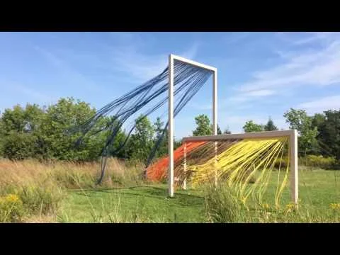 Little Women, 2016, Polypropylene cord, steel, and wood, Franconia Sculpture Park, MN, 17 x 9 x 20 feet.