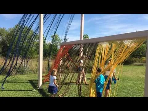 Little Women, 2016, ​​​​​​​6mm Polypropylene cord, wood and painted metal, Franconia Sculpture Park, MN, 17 x 9 x 20 feet
