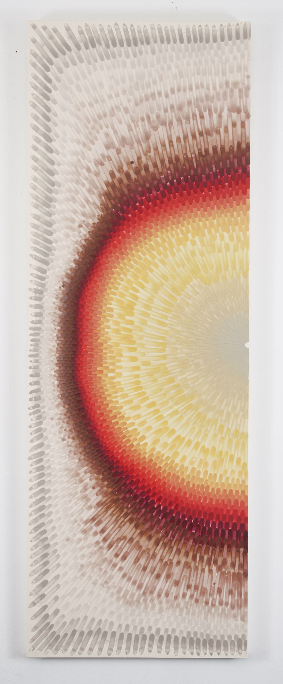 Half Sun, 2019, Encaustic and acrylic on wood panel, 28” x 80"