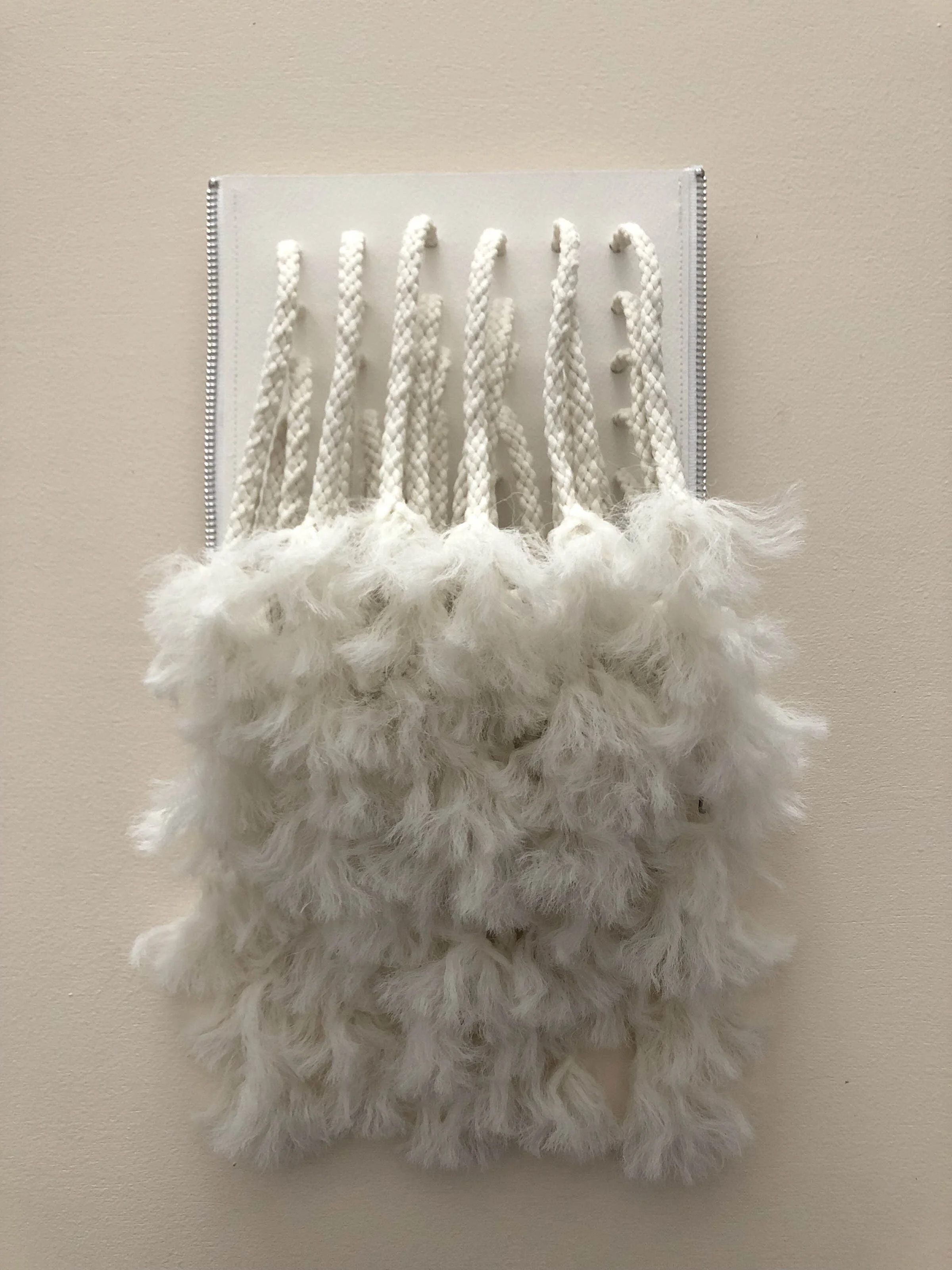 Untitled (Among Friends after Speakerboxx), 2019, Polypropylene cord on handmade acid-free paper with zipper, 7” x 9”