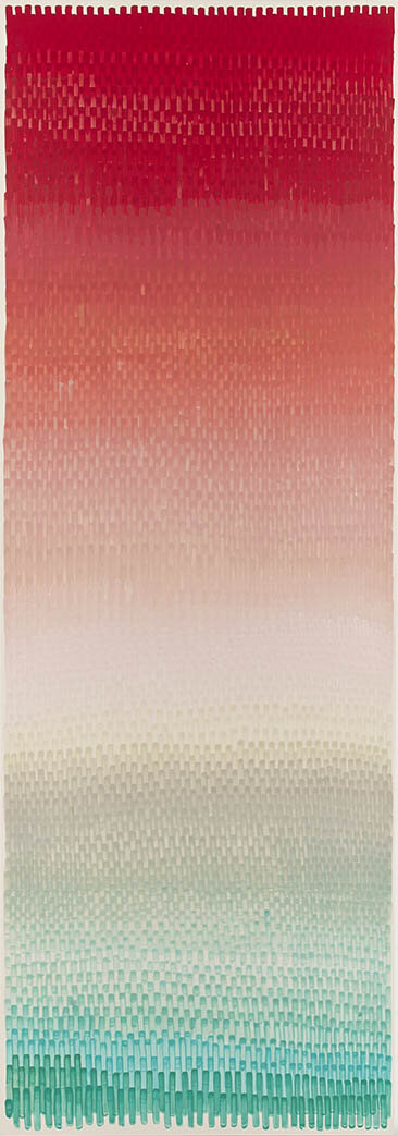 Cheerwine, 2017, Encaustic and acrylic on wood panel, 80” x 28”