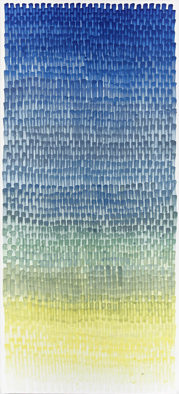 Rules of Separation (Lake), 2017, Encaustic and acrylic on wood panel, 80” x 36”
