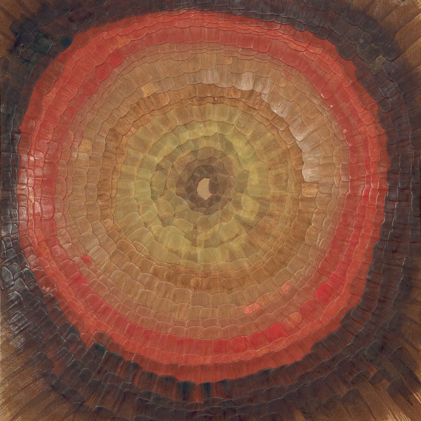 Key of Life, 2017, Encaustic on cardboard, 15” x 15”
