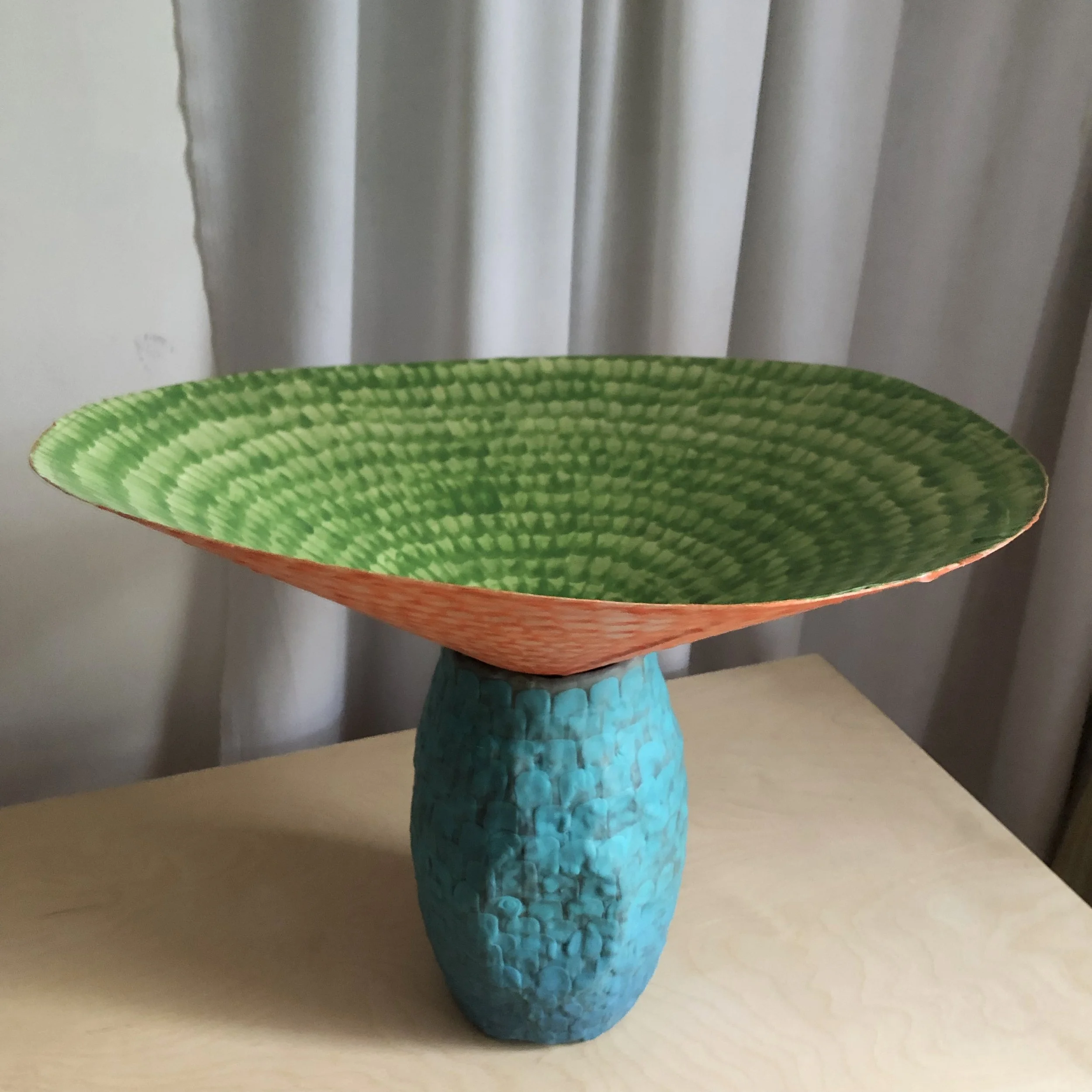 Half Bath, 2020, Encaustic on mixed media (paper, plasticine, and found object), 16” x 18” x 20”