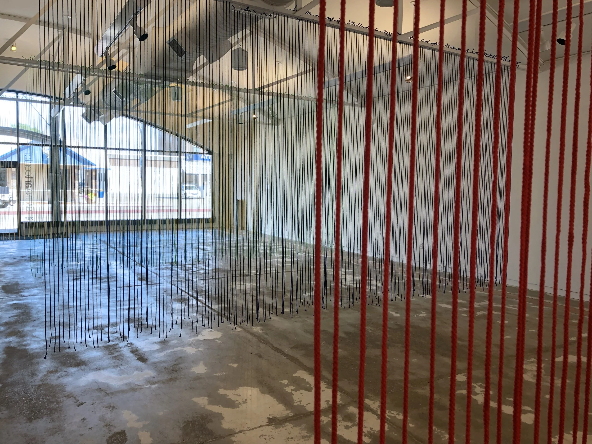 To The Choir, 2021, macrame cord—installation—Salina Art Center, KS, dimensions variable.