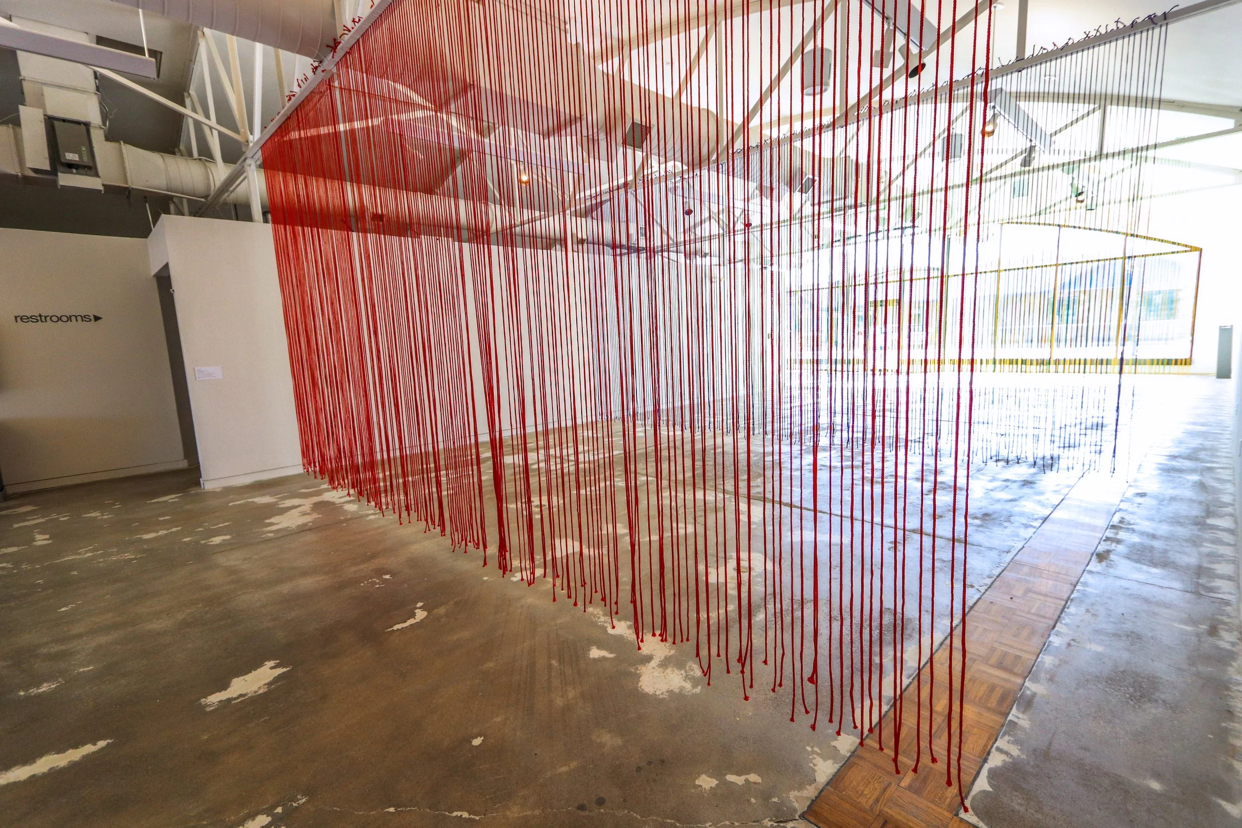 To The Choir, 2021, macrame cord—installation—Salina Art Center, KS, dimensions variable.