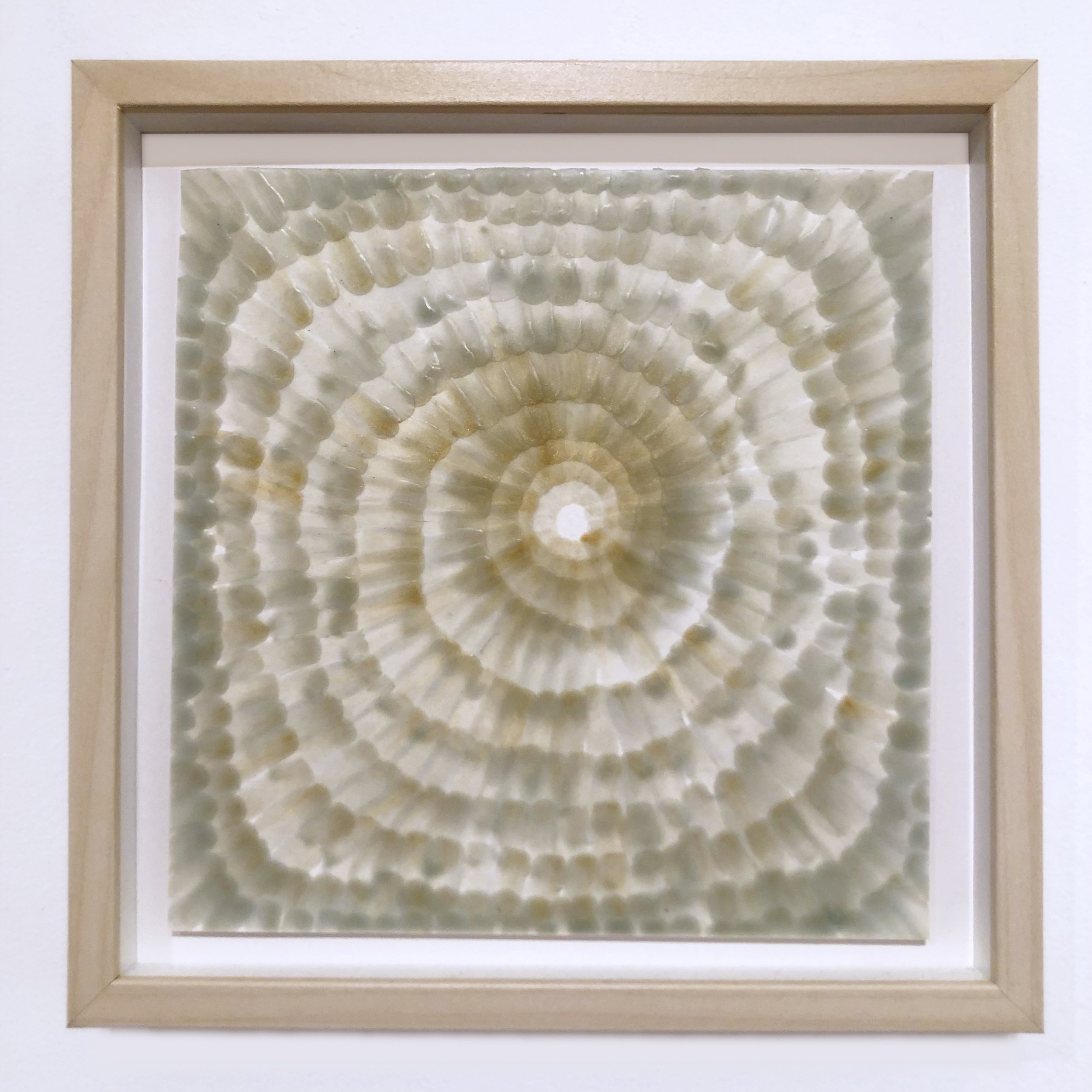 The Gold And Green, 2016, Encaustic on archival watercolor paper, 8” x 8”
