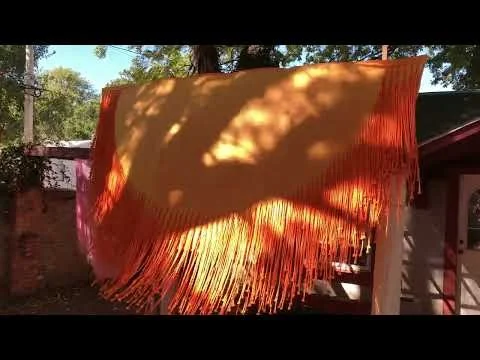 Ellie Murphy, Invisible Sun, 2023, 12' x 8', Macramé Cord and Non-Woven-Fabric - Red Barn Museum KS