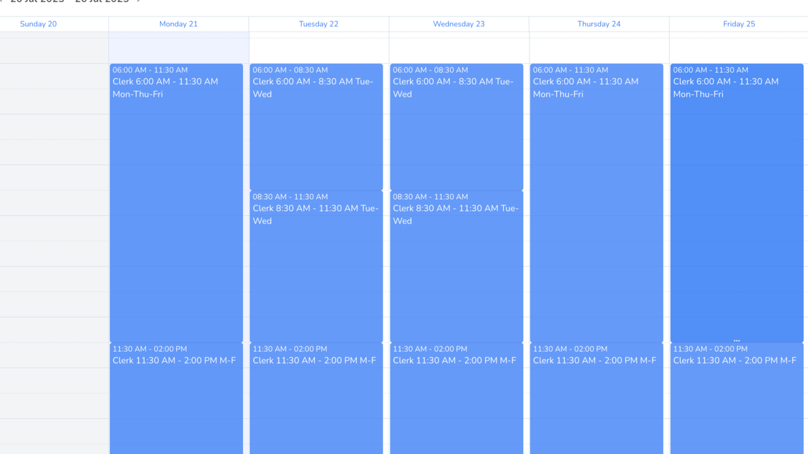 A digital calendar monthly view.