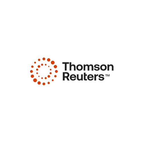 Thomson Reuters logo with an orange dotted circular design and black text.