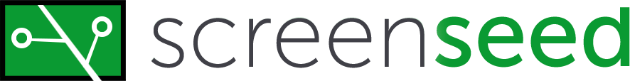 Logo of Screen Seed featuring interconnected circles and lines in white on a green background.