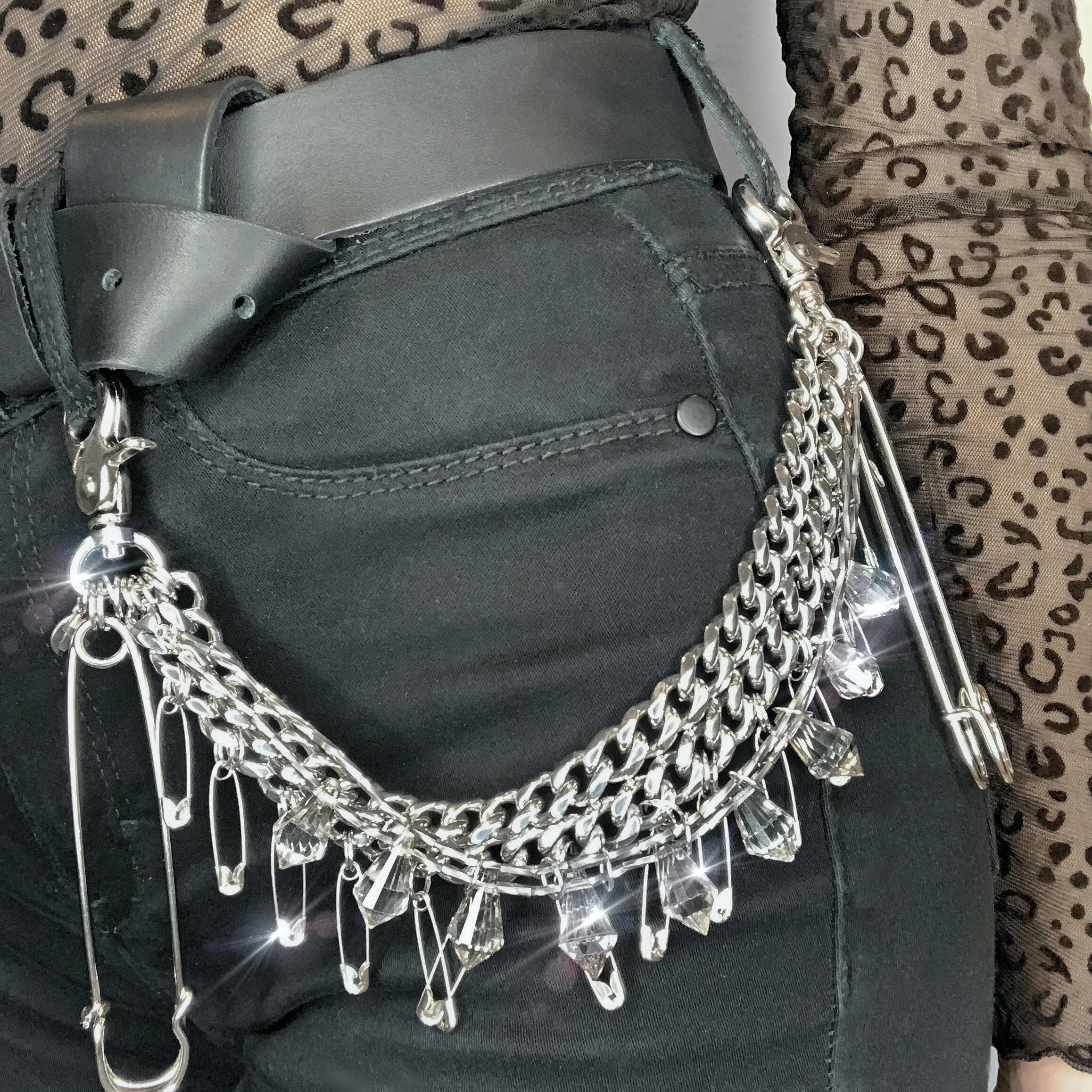Crystal Safety Pin Belt