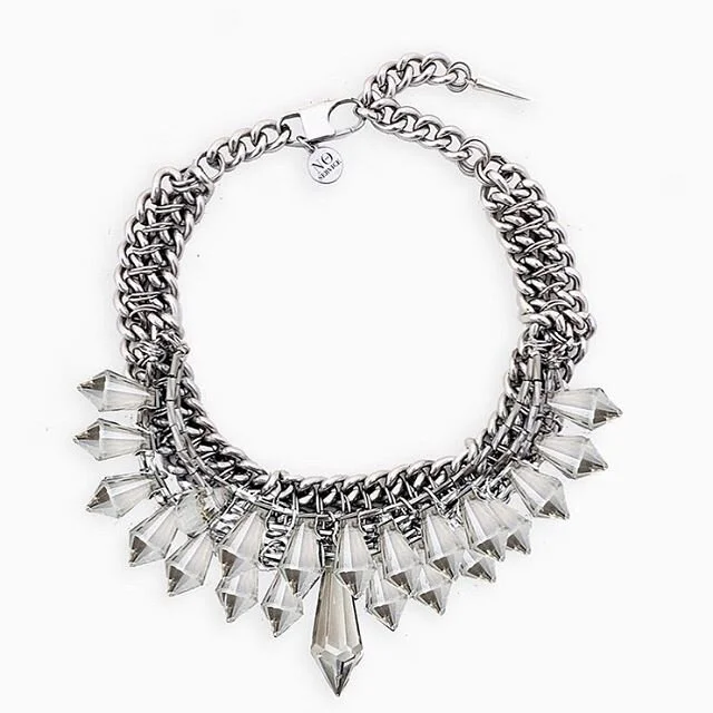 Tatl chains ⛓ with two rows of grey crystals 
#crystaljewelry #chainart #chunkychains #statementnecklace #designer #nycdesigner #crystalnecklace
