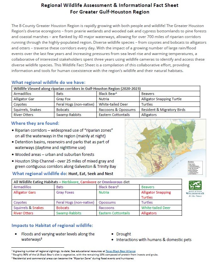 Regional Wildlife Assessment & Info Fact Sheet (2022) — Houston Wilderness
