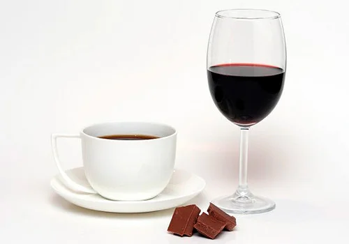 Wine, chocolate and coffee