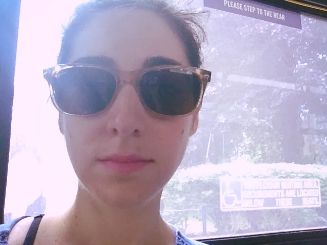 On the bus in Pittsburgh. Selfie-style.