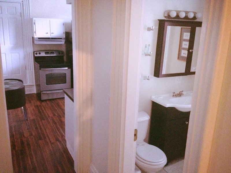 Partial view of Bathroom and Full Kitchen