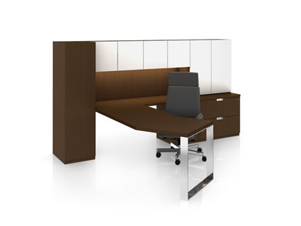    Definition private office with angled worksurface and Elite leg 