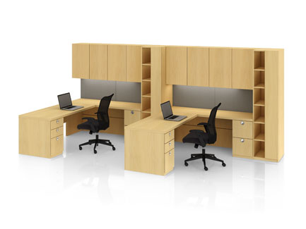    Definition shared office with under surface pedestal and Itsa seating 