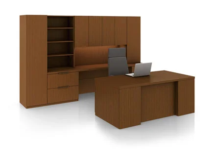 Definition private office with bookcase organizers and Axos seating