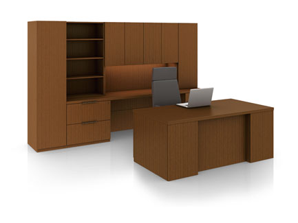    Definition private office with bookcase organizers and Axos seating 