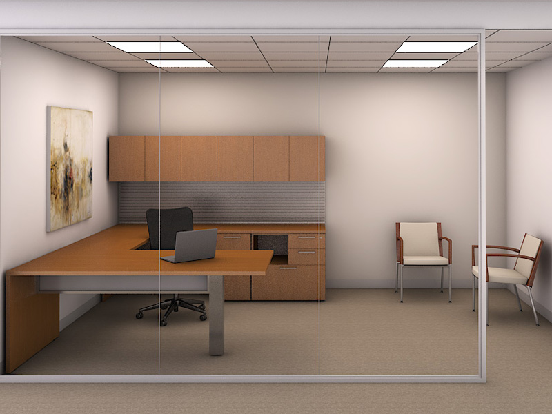    Priority private office with Traxx work wall and Skye seating 