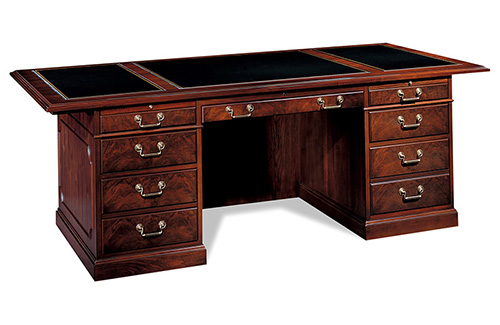    President double pedestal desk with leather inlay top 
