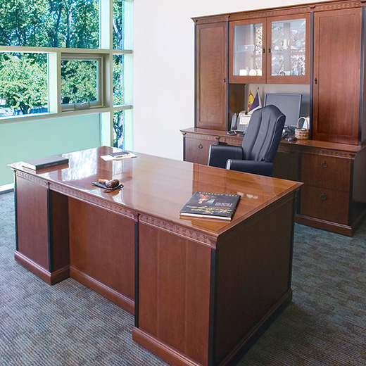    Private office with Innsbruck desk and storage and Muirfield seating 