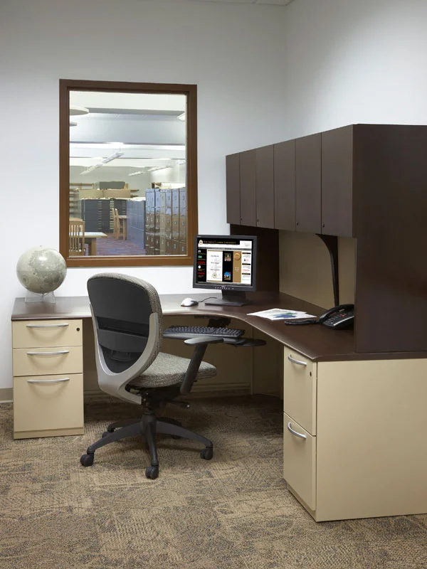 Private office with Footprint desk and storage and Wish seating