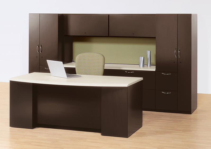    Single workstation created with Footprint worksurfaces and storage and Wish seating 