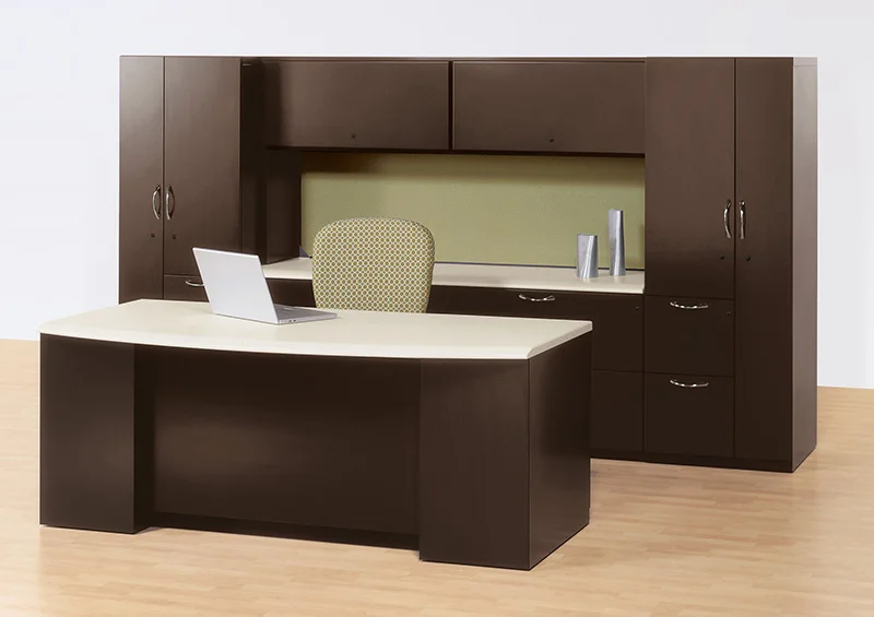 Single workstation created with Footprint worksurfaces and storage and Wish seating