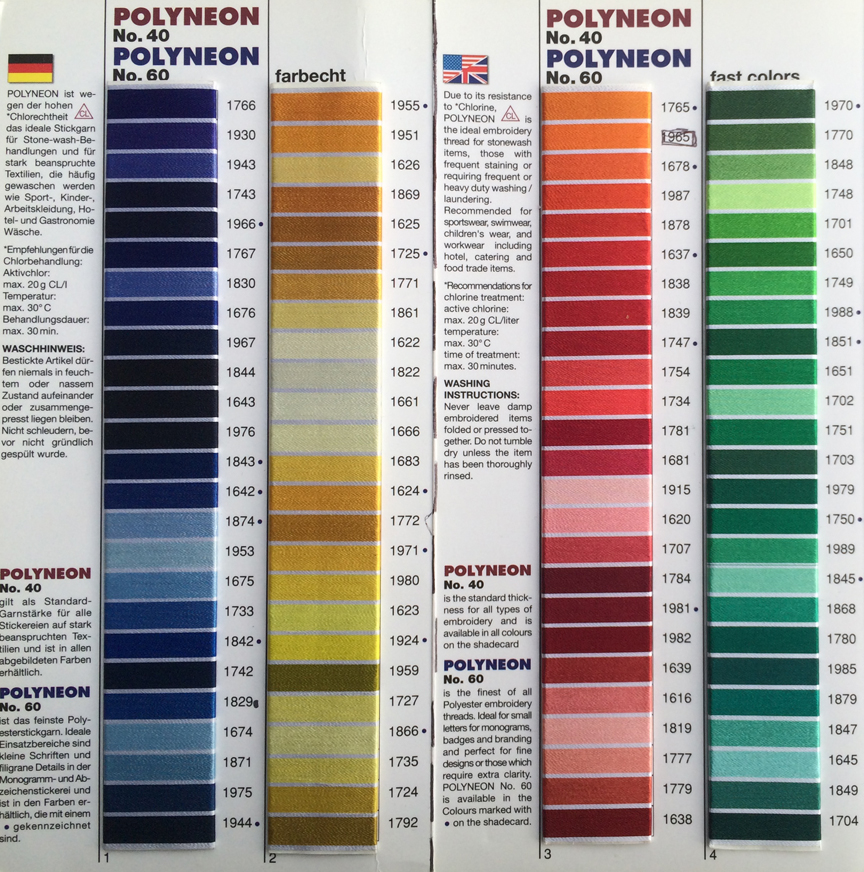 Embroidery Thread Chart