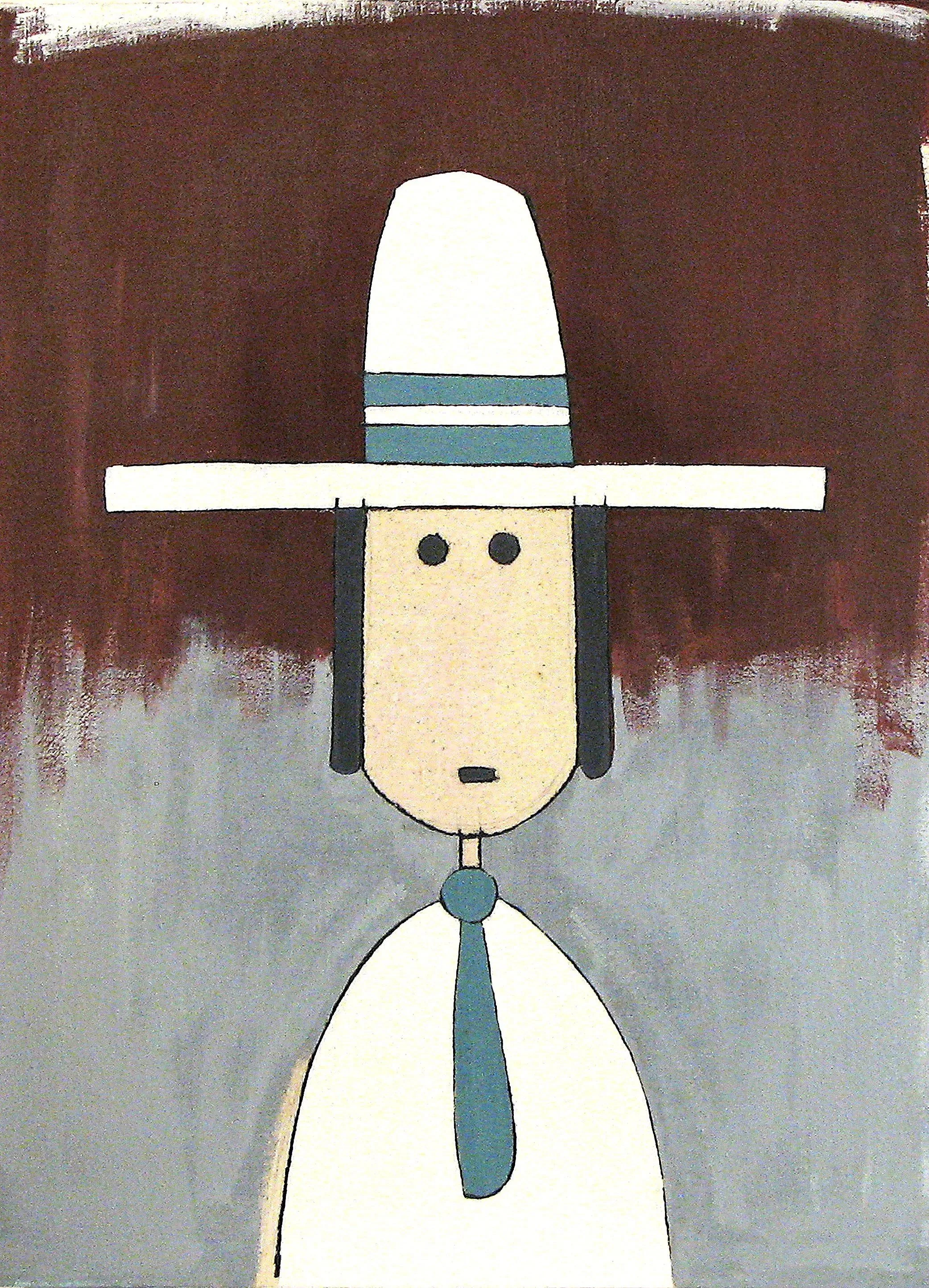 self portrait, circa 2010, ink, acrylic on canvas