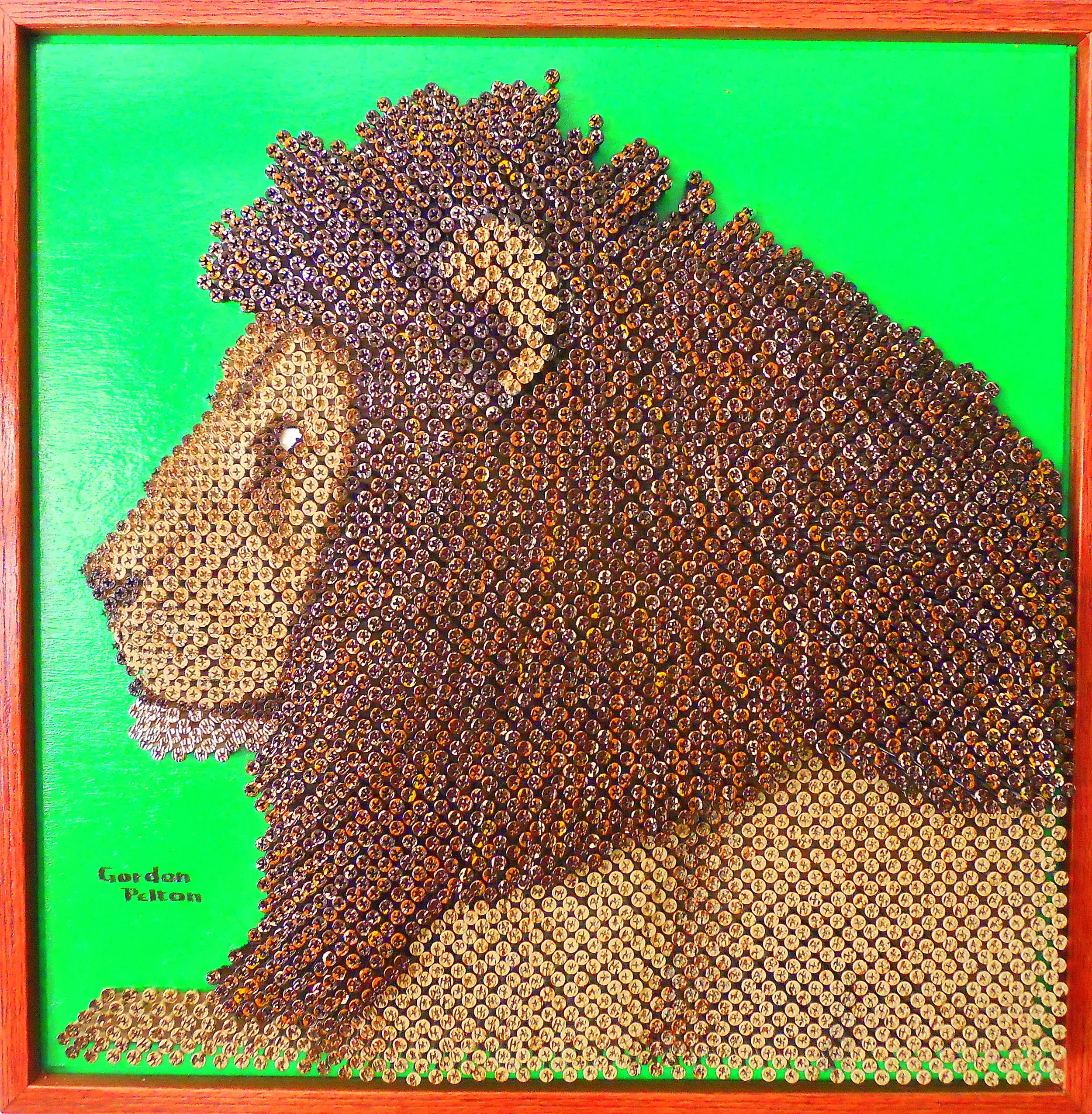 "African Lion" in Bas Relief 25.5 x 25.5 Screws in Plywood, Framed $2990 PLACE ORDER