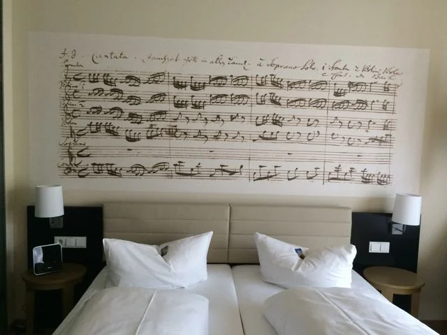 The room decor in the Arcona 14 (get it?) Bach hotel directly across the street from St. Thomas Kirche and next door to the Bach Museum—highly recommended! :)