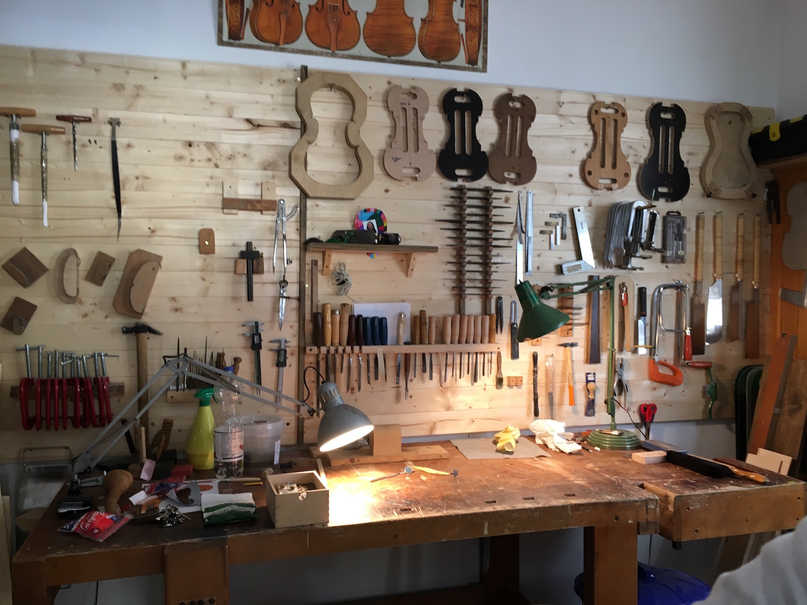 Here was his actual workshop—so small, so beautiful. Imagine spending fifty years at this table constructing string instruments! This discipline, dedication, and artistry made a huge impression on the students.