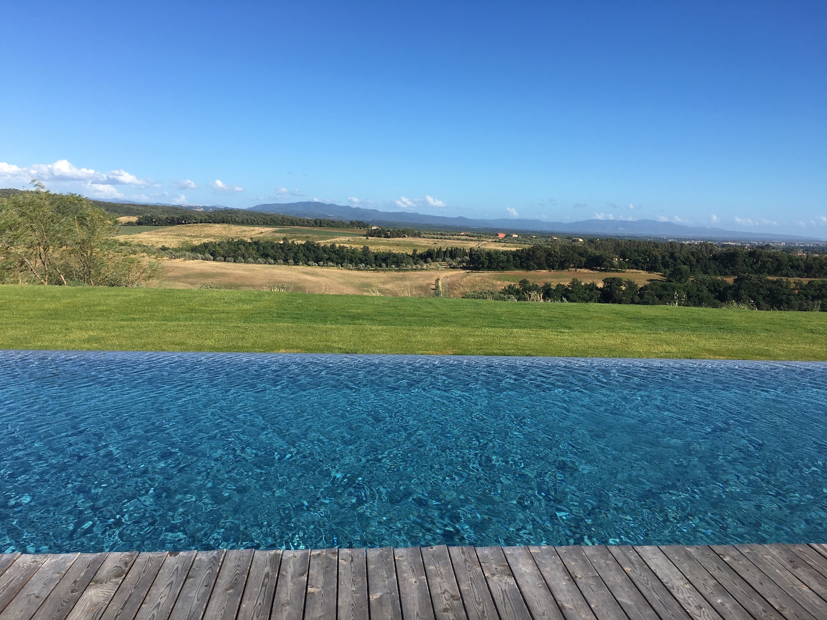 This is the paradisiacal infinity pool that is also part of the farm. I alternated days composing here on the farm with days of driving adventures through the Tuscan hillsides. But that's a tale for another blog!