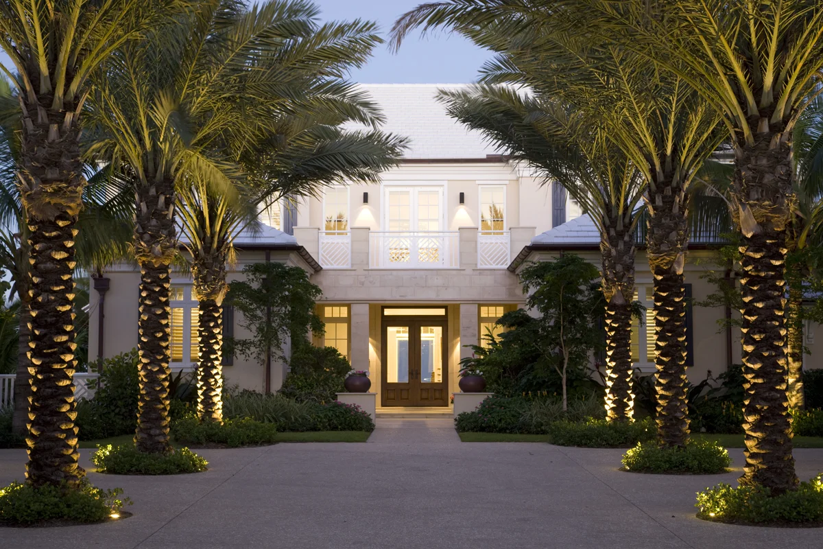 Residential exterior at dusk