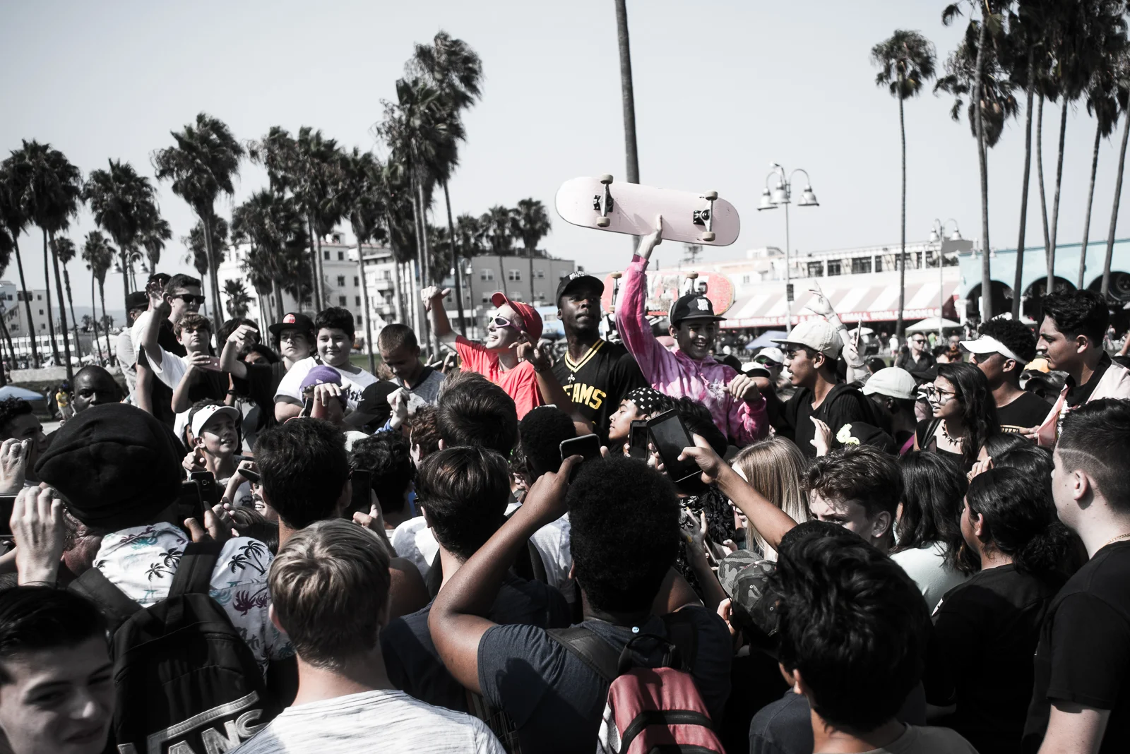 People shooting a rap video at Venice Beach, Ca