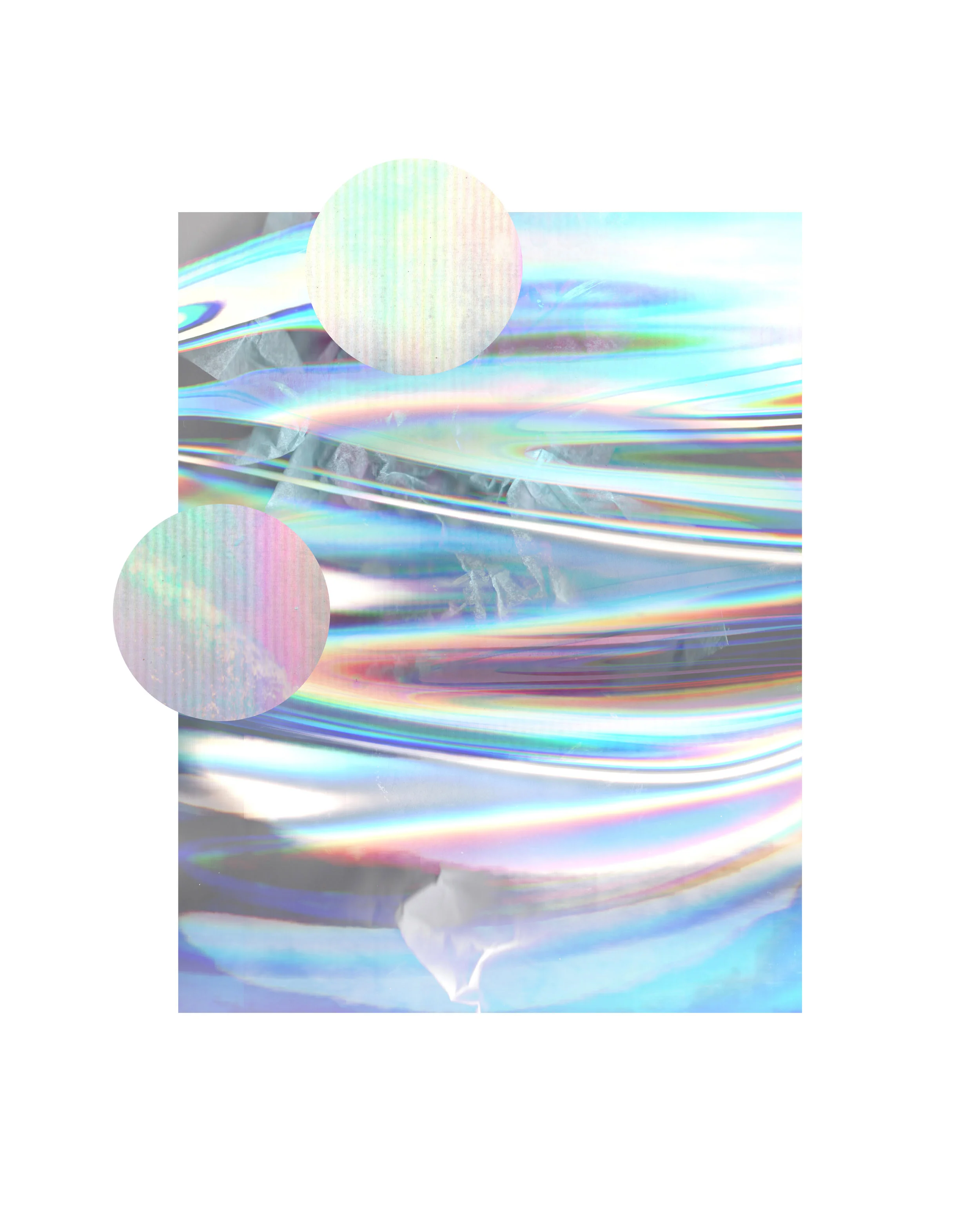 that underwater feeling 16”x20” digital, 2019 iridescent foil, crumpled paper