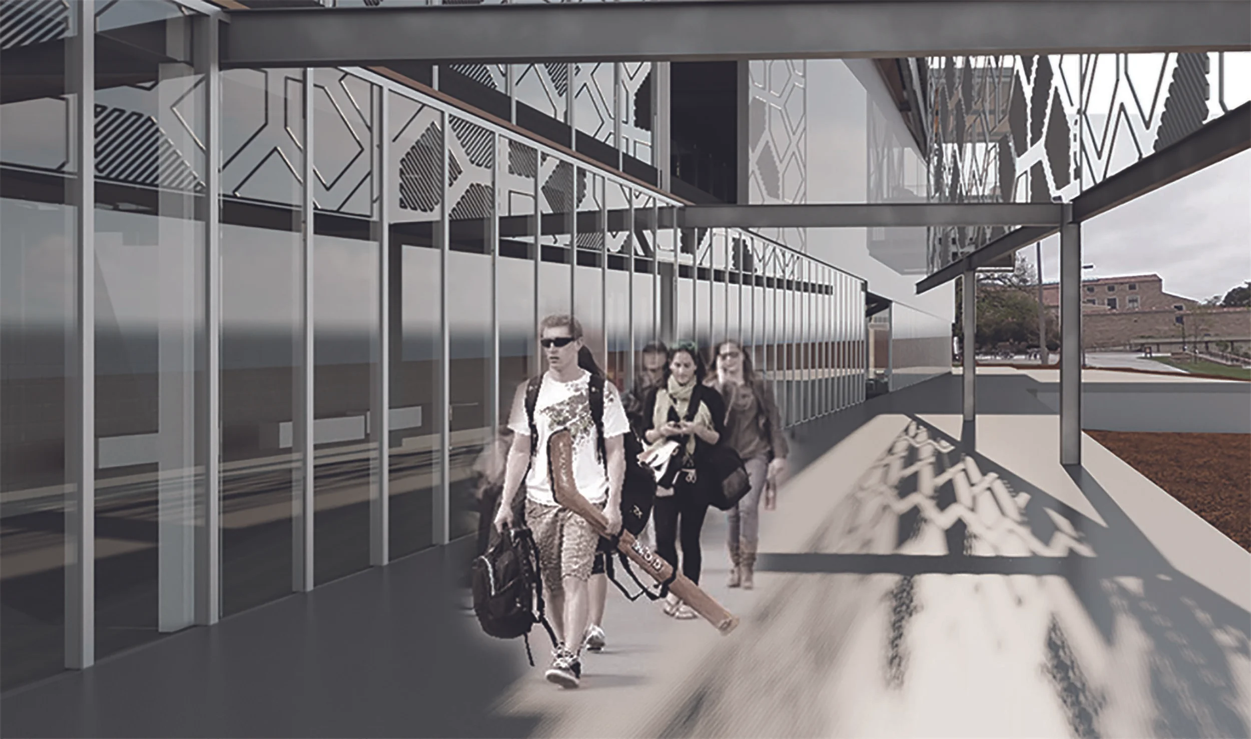 Main Pedestrian Hi-Way serves entire campus