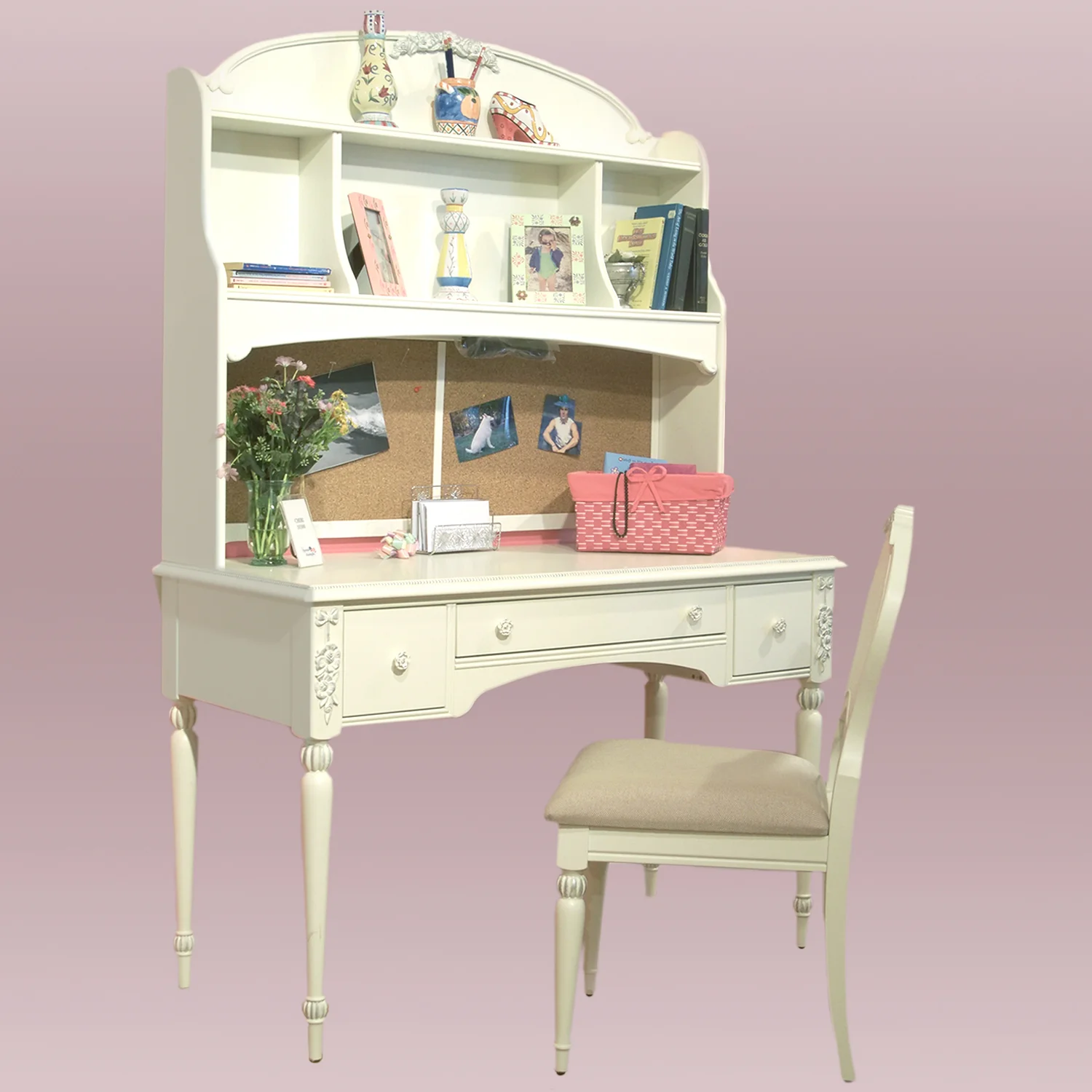 Desk, hutch and matching chair