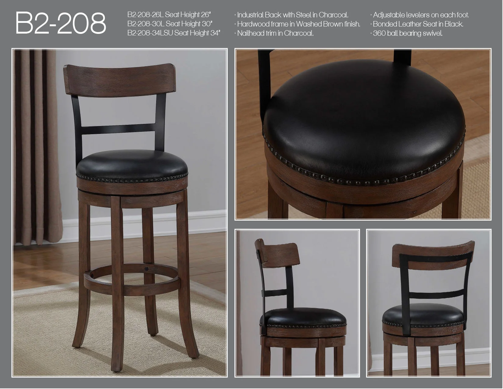 B2-208 26" Height, 30" Height, 34" Height