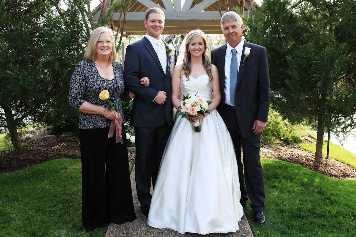 "The Greenbranch impressed us right from the start. The venue and surrounding grounds are beautiful and well maintained. The main house is a wonderful place to get ready as well as a special meeting place for the family. The venue is casual but elegant. We wanted the option for an outdoor wedding ceremony. The Greenbranch fits this description perfectly. The spring time weather cooperated that day giving our daughter a beautiful outdoor wedding beside the lake. Because of Darlynne’s years of event planning, the wedding and reception ran smoothly (with the help of her checklists)! Everyone was so kind and accommodating. Thank you, Darlynne and company, for a wonderful experience! We couldn't have asked for a better venue for our special day." -Cindy Jones, mother of the bride