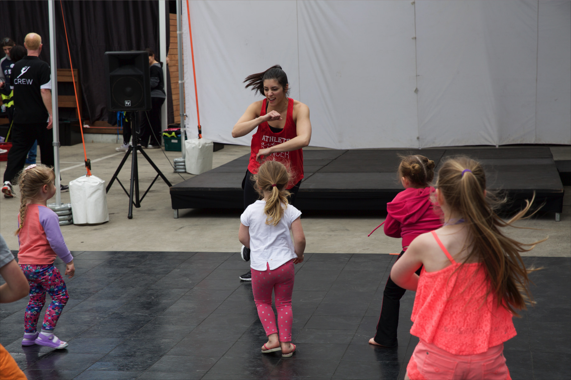 Christina shows of her muscles during Hip Hop class!