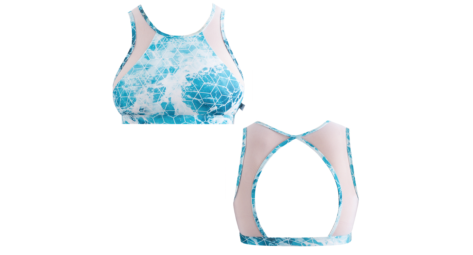 The look: Crystal Tide features a geometric pattern and stylish mesh panels which are two of the hottest trends this season. With white sheer mesh accents also giving your outfit a wonderfully crisp, fresh, minimalist look.