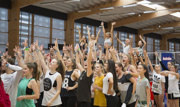 Lauren Seymour from The Dream Dance Company finishing her workshop with hands in the air!