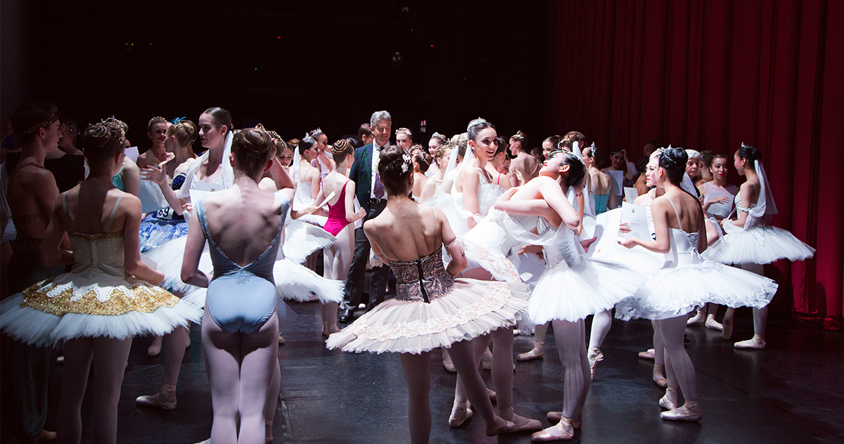 Dancers enjoying the moment backstage after the curtain closed on another day of performance at the Concourse, one of Sydney's leading entertainment and arts venues.
