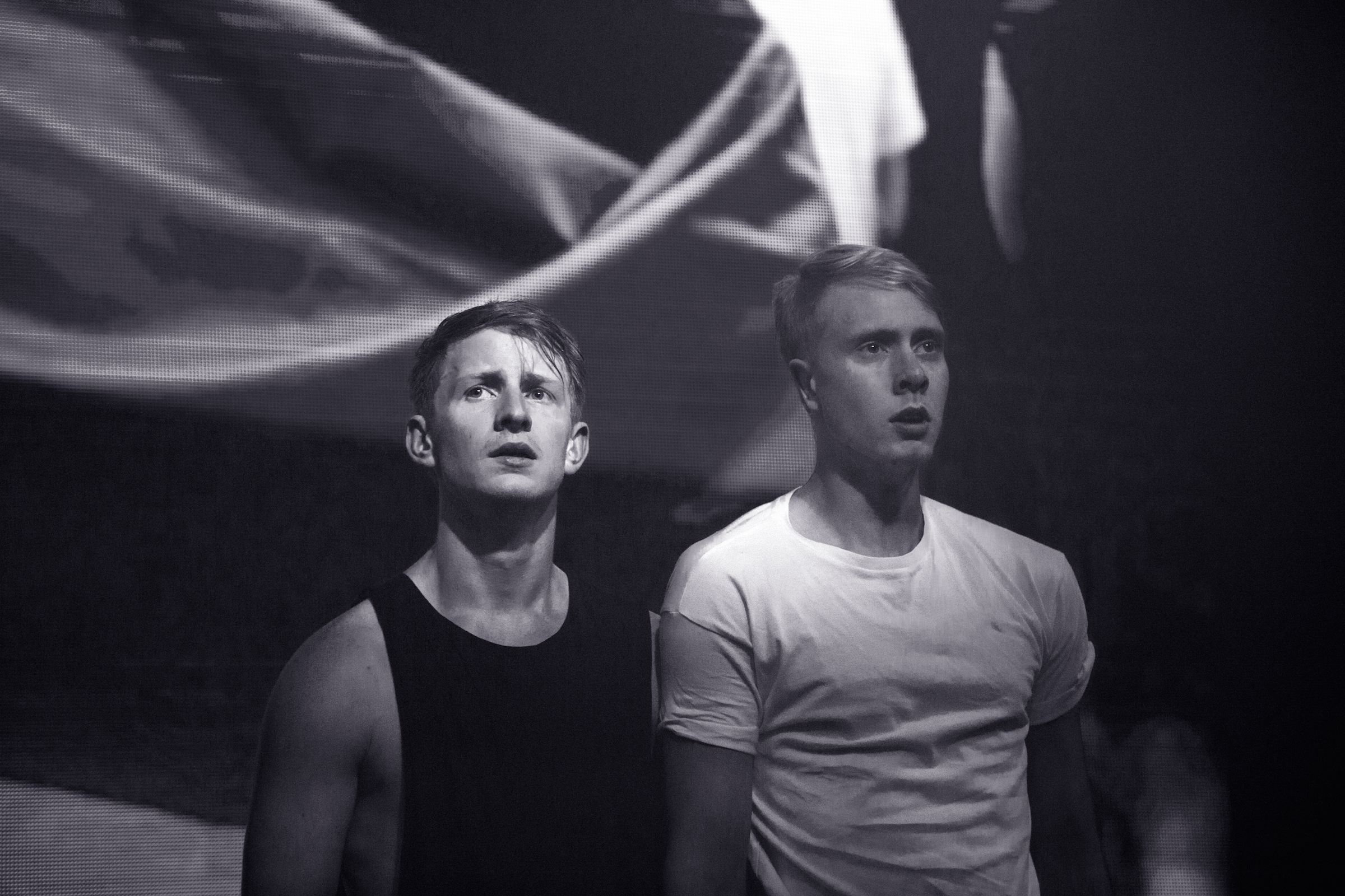 Jayden Hicks (Left) performing Paul Malek's choreography with Lachlan Hall to a spell-bound audience