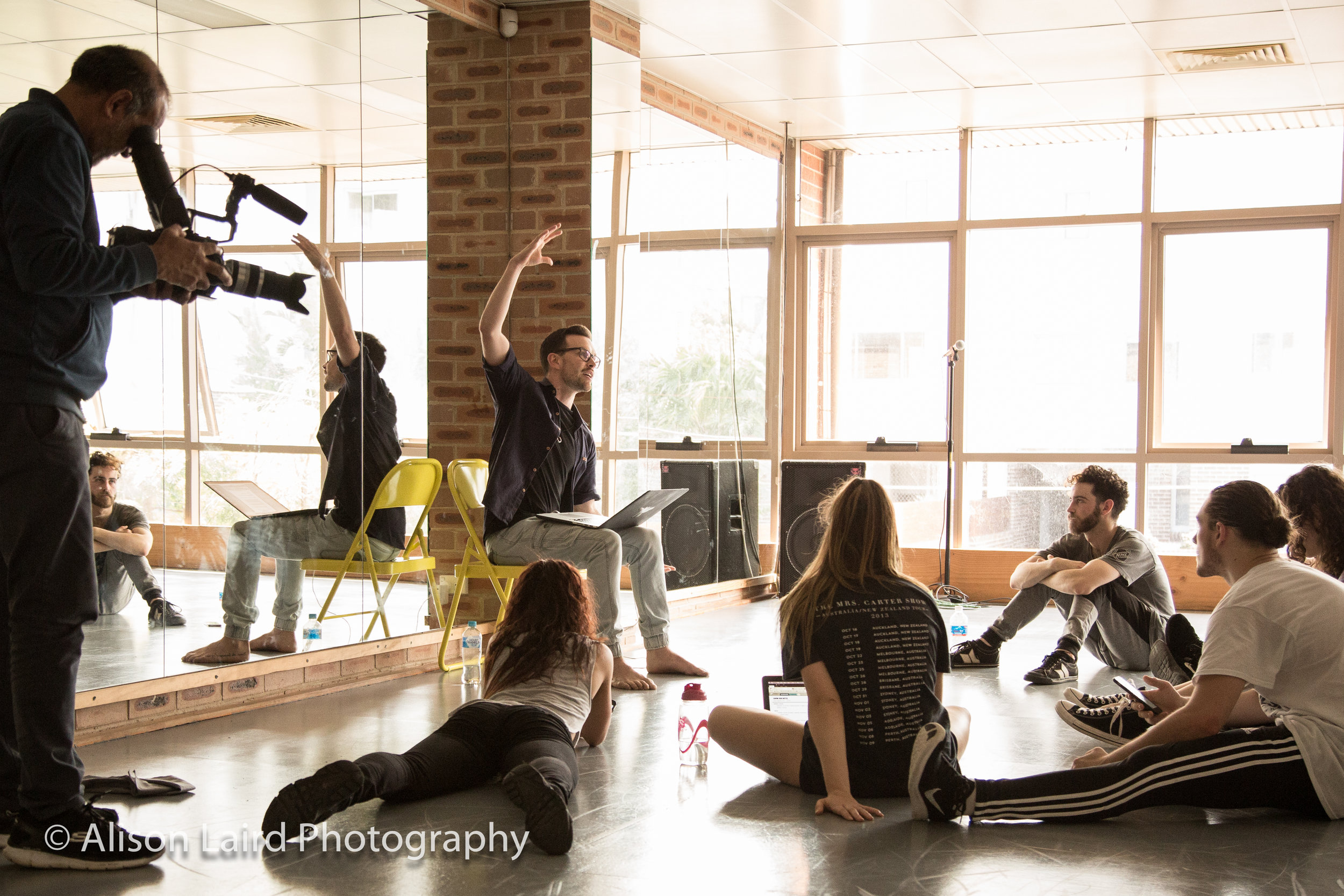 Rehearsing in the studio. Photograph by Alison Laird.